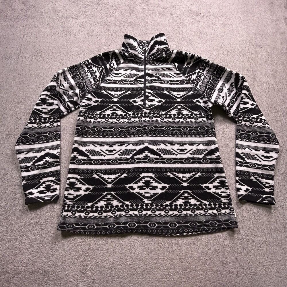 Eddie Bauer Fleece 1/4 Zip Pullover Womens M Aztec Black